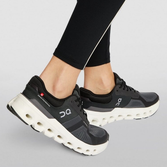 "On Women's Cloudrunner 2 Running Shoes Black and White Color - Picture 1 of 4